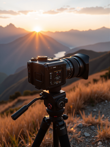 山峰日出风景摄影，金色阳光照亮雪山，云雾缭绕，清晨时分，壮丽景色