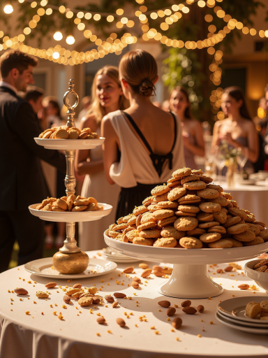 婚礼现场摄影，新人拥抱，宾客鼓掌，温馨浪漫，暖色调，幸福时刻