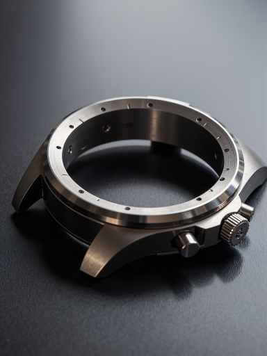 商业产品摄影，高端手表摆放在黑色背景上，专业打光，细节清晰，质感突出